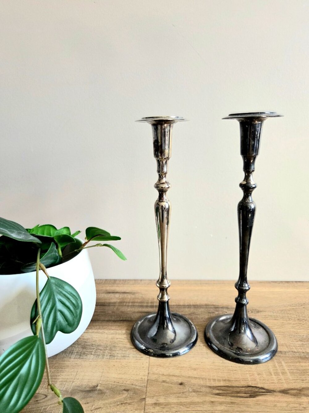 Vintage Tall Silver Plated Candleholders Candlesticks